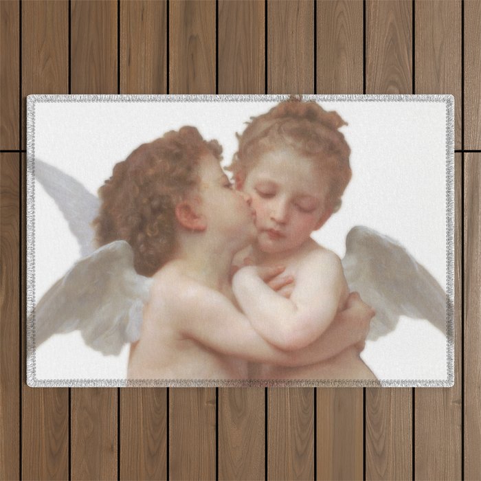 Angel Kiss painting L'Amour et Psyché, enfants  Outdoor Rug
