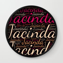 Jacinda Wall Clock | Graphicdesign, Womanbabygirl, Birthdaypopular, Femalejacinda, Wordcloudpositive, Vidddiepublyshd, Horizontalspain, Colorsfirstname 
