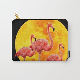BLACK PINK FLAMINGOS FULL MOON BLUE LILIES Carry-All Pouch