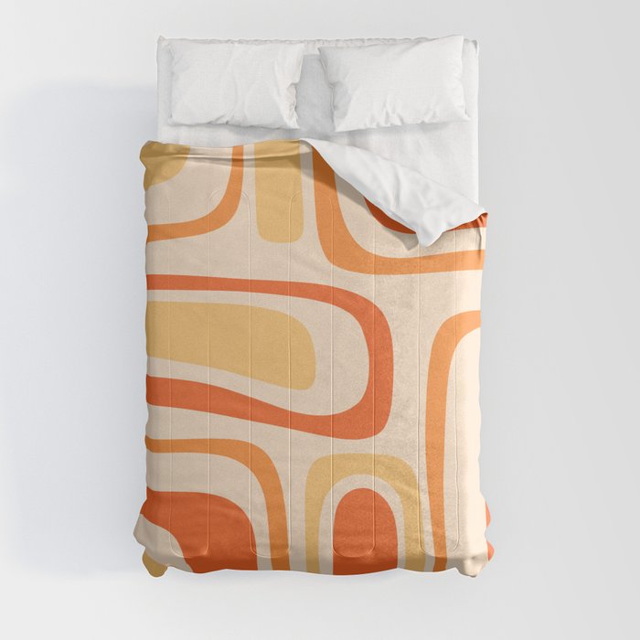 Palm Springs Midcentury Modern Abstract in Light Orange Tangerine Tones  Comforter
