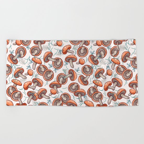 tasty shiitake pattern Beach Towel