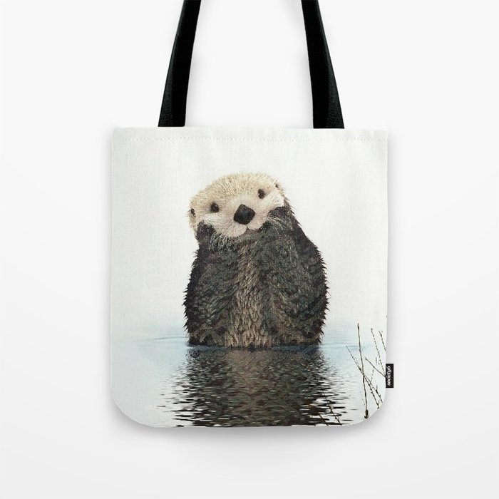 Painted Otter Reflections Tote Bag