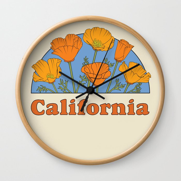 California Poppies Wall Clock
