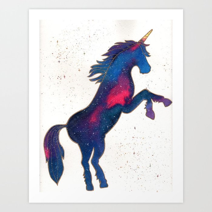 Watercolor Galaxy Unicorn Art Print By Kathryntmccardle Society6