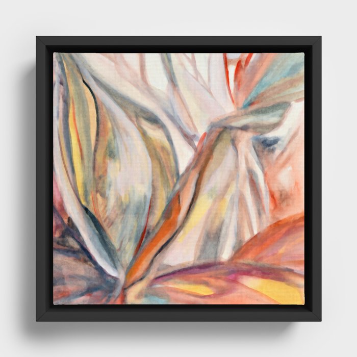 Botanical | Orange and Neutrals Framed Canvas