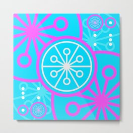 Candy Bubblegum Geometric Glyph Art in Cyan Blue and Pink 096 Metal Print