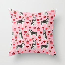 Alaskan malamute cupcakes love valentines day dog breed pet lover malamute gifts Throw Pillow