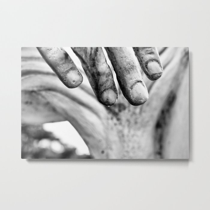 Hands of a Roman Statue in Cinecittà Black and White Photography Metal Print