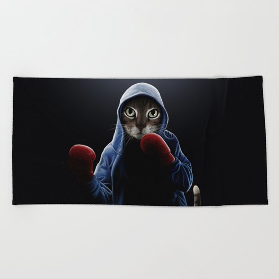 Boxing Cool Cat Beach Towel