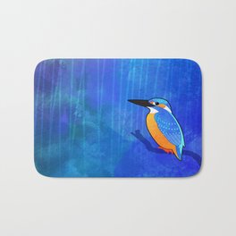 Common Kingfisher (Alcedo atthis) Bath Mat | Vibrant, Illustration, Bird, Europe, Turquoise, Digital, Colourful, Alcedinidae, Ornithology, Wildlife 