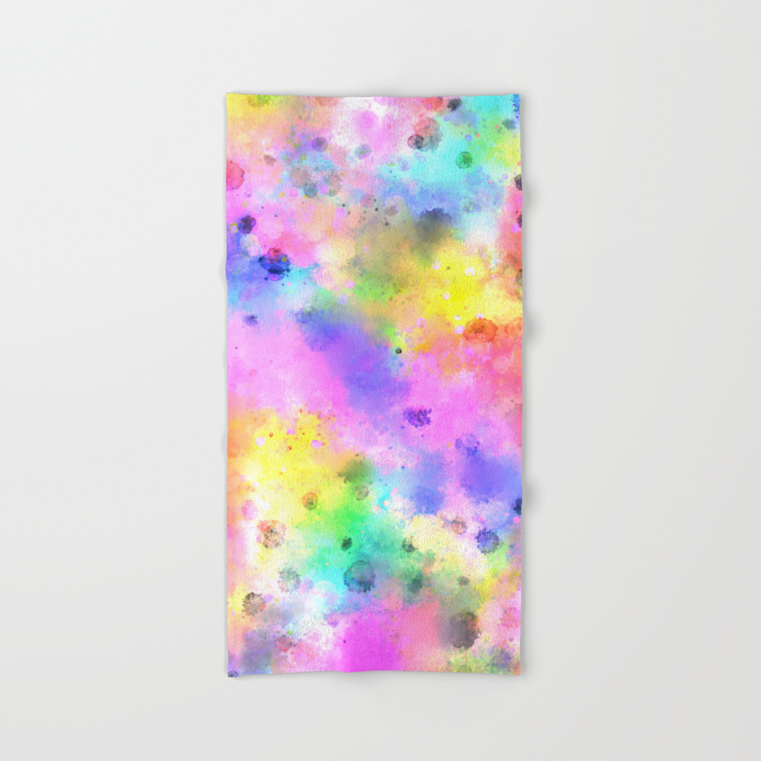 Pastel Rainbow Watercolor Abstract Painting With Dots Splashes