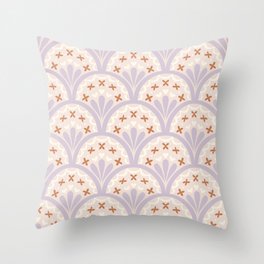 Pastel scallop pattern lilac, beige & orange Throw Pillow