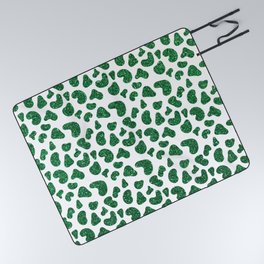 Elegant Emerald Green Glitter Gradient Cheetah Print  Picnic Blanket