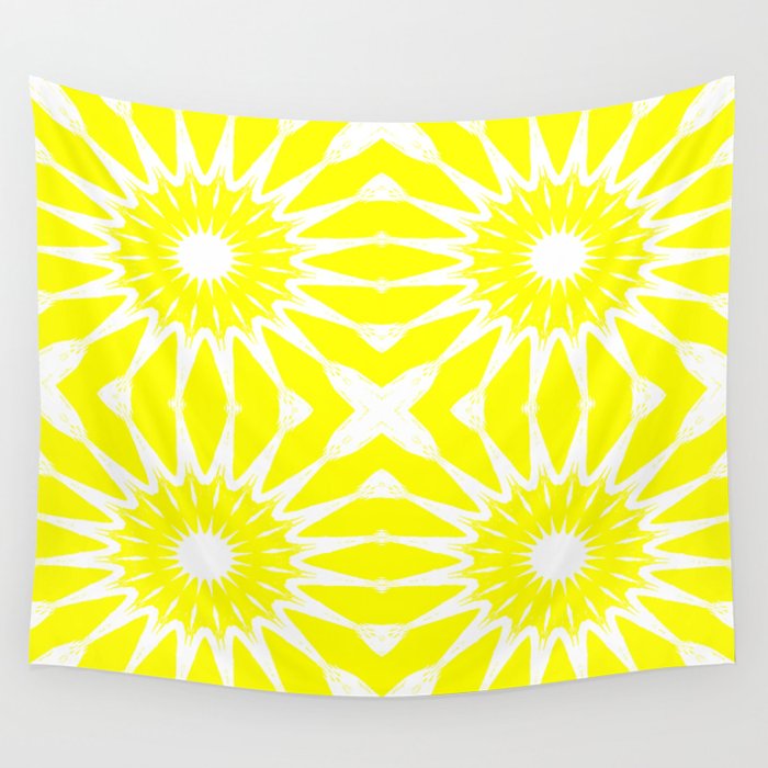 Yellow & White Pinwheel Flowers Wall Tapestry