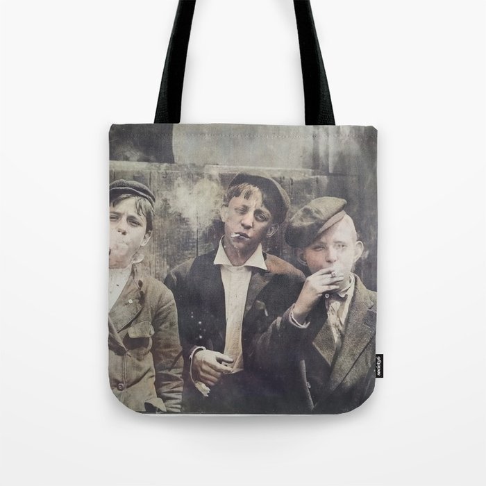 Newsies at Skeeter's Branch, Jefferson near Franklin, St. Louis, Mo. by Lewis Hine, 1910 Tote Bag