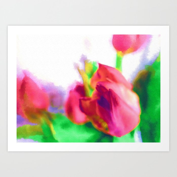 Harborough Tulips - Watercolour Paiting Art Print