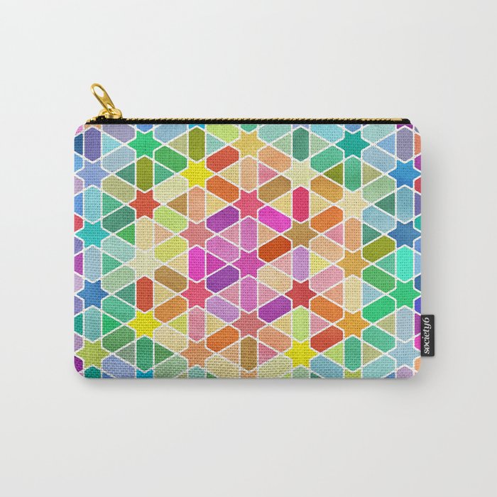 Rainbow Honeycomb with Stars Carry-All Pouch