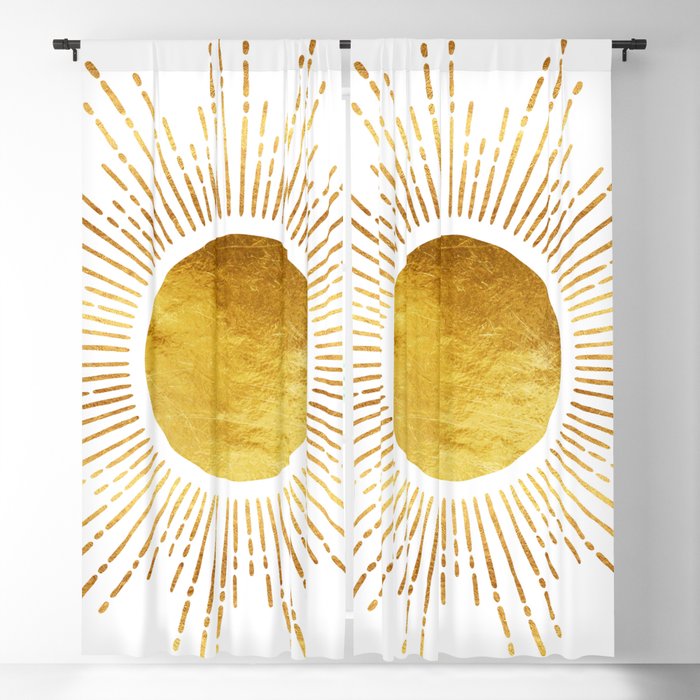 Golden Sunburst Starburst White Hot Blackout Curtain