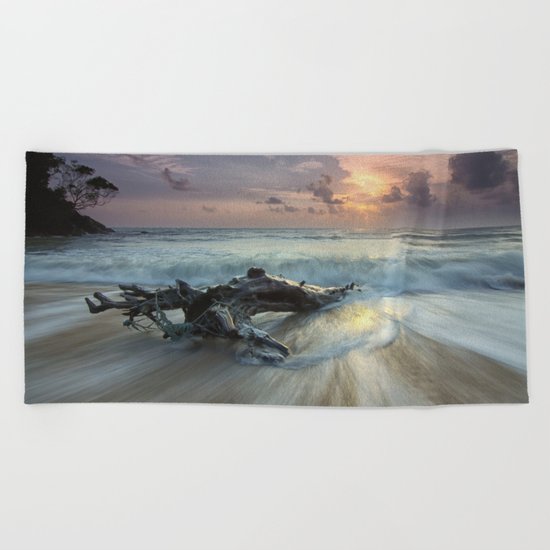 Crashing waves Beach Towel