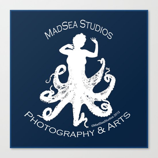 MadSea Nymph, white on blue Canvas Print