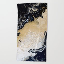 Black Gold: Acrylic Pour Painting Beach Towel