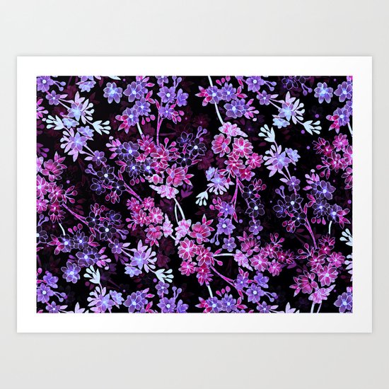 Pink & Purple Floral Pattern Art Print