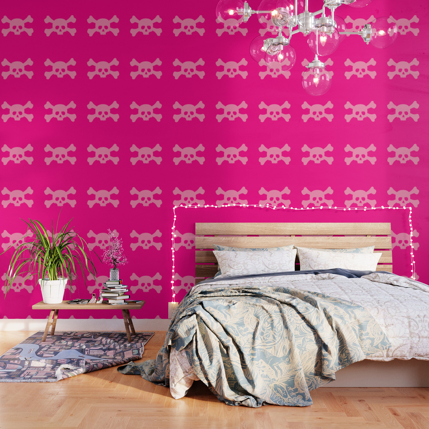 Pink Skull And Crossbones Wallpaper By Xooxoo Society6 Pink Skull And Crossbones Wallpaper By Xooxoo Society6