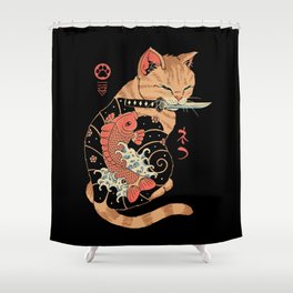Carp Tattooed Cat Shower Curtain