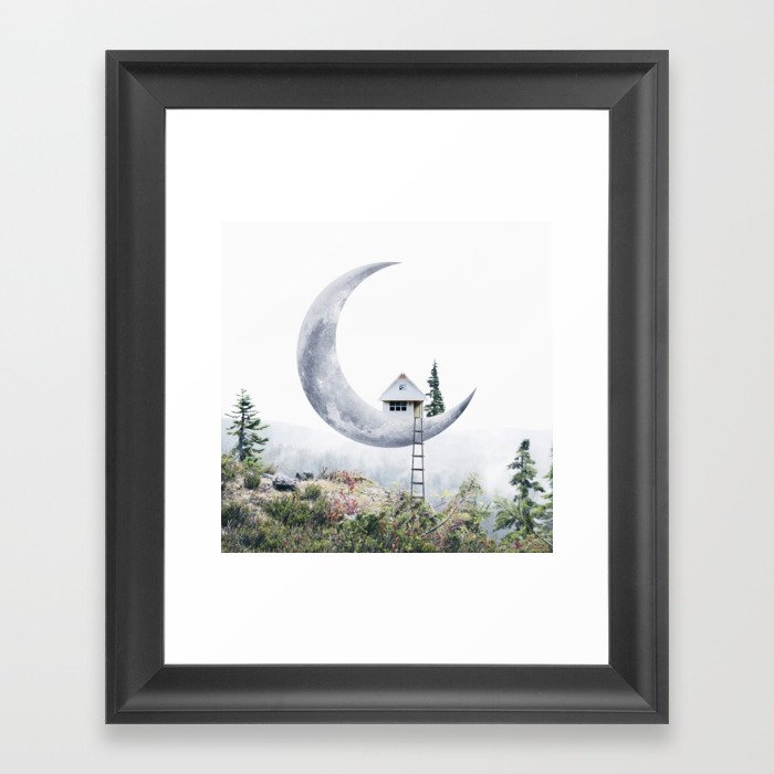 Moon House Gerahmter Kunstdruck | Collage, Digital, Photoshop, Surreal, Surrealismus, Heyluisa, Mond, House, Himmel, Magisch