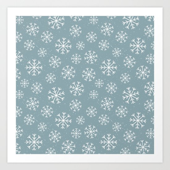 Merry Christmas Wintertime - Snowflakes pattern Art Print
