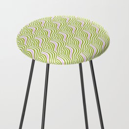 Green and Pastel Pink Stripes Shells Counter Stool