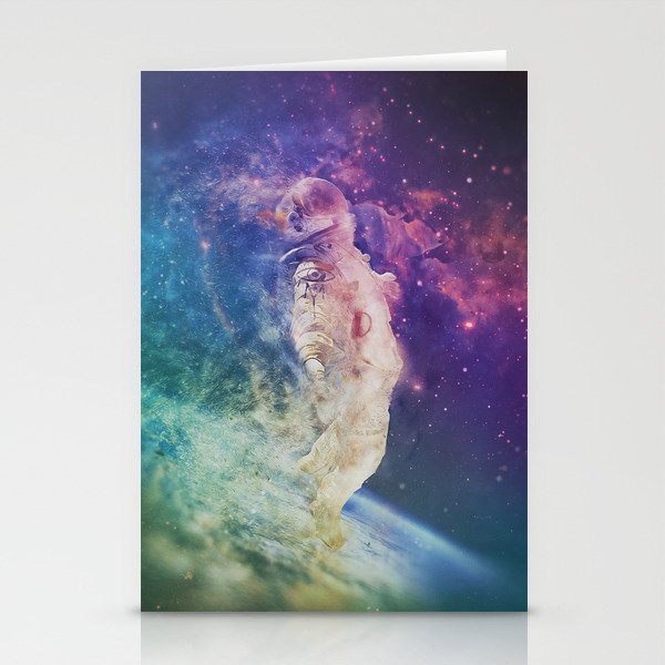 Astronaut dissolving through space Stationery Cards