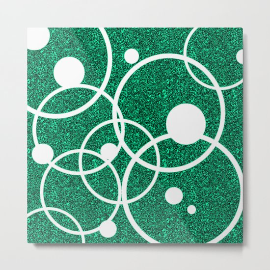 Circles on Green and Black Metal Print