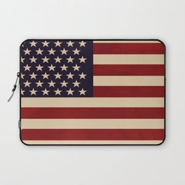 American Flag Vintage Americana Red Navy Blue Beige Laptop Sleeve