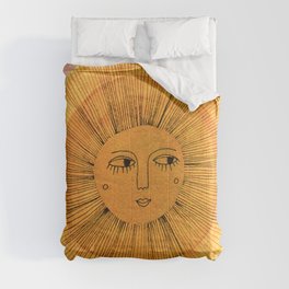 Sun Drawing Gold and Pink Comforter