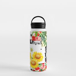 Italian,Sicilian art,patchwork,summer Flowers Water Bottle