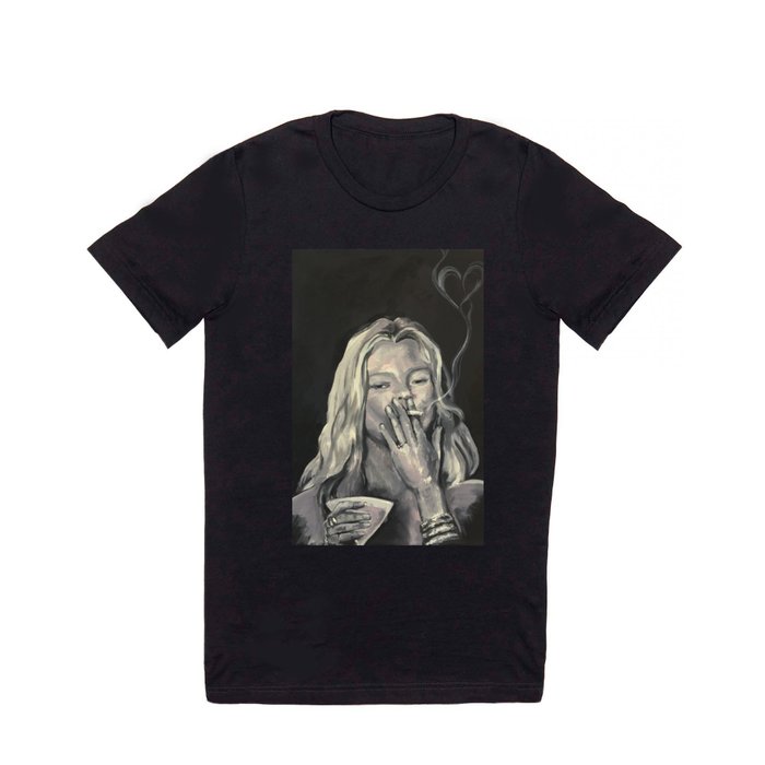 Kate Moss Smoke Heart Portrait T Shirt