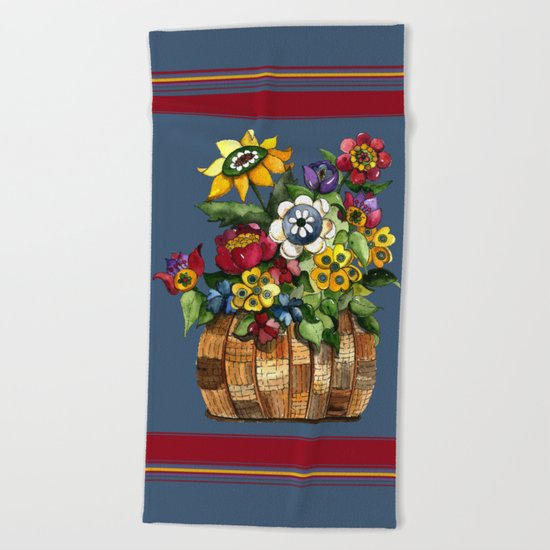 Happy Flowers Beach Towel