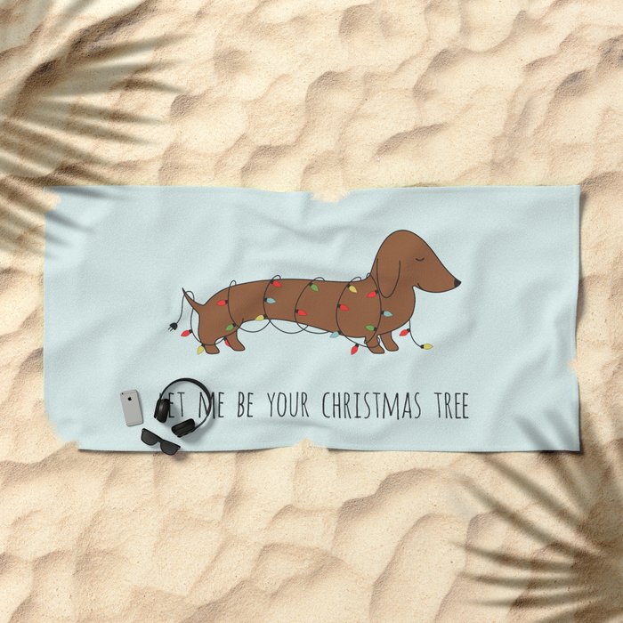 Sausage Dog Christmas Tree Beach Towel Sausage Dog Christmas Tree Beach Towel