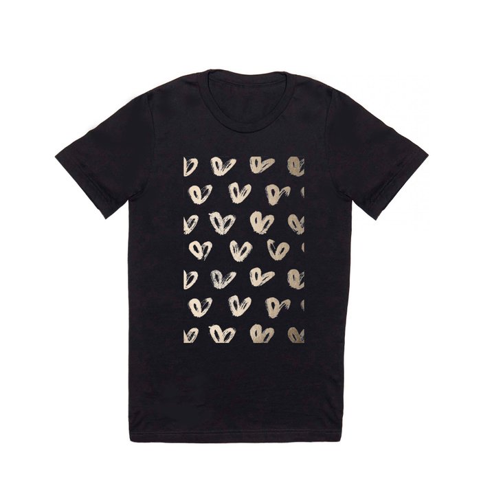 Luxe Gold Hearts on White T Shirt