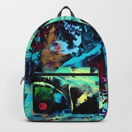 Undaunted A - Abstract in Black and Blue Backpack | Painting, Blue, Inspiration, Energetic, Neon, Happy, Black, Undaunted, Yellow, Texture 