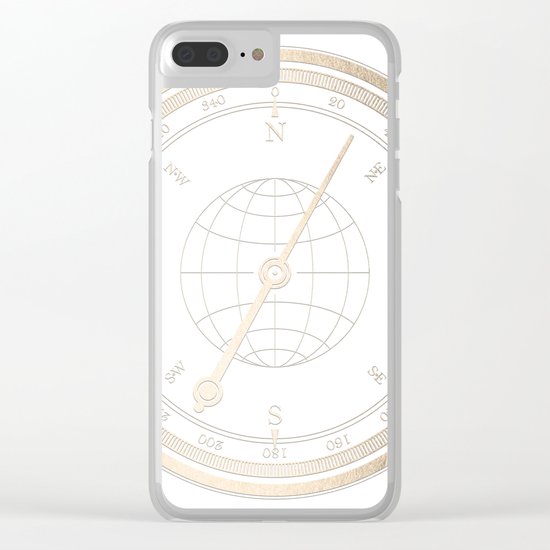 Gold Compass on White Clear iPhone Case