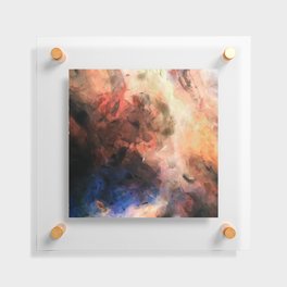 Dramatic smoke and mist. Magical Peach and blue abstract art Floating Acrylic Print