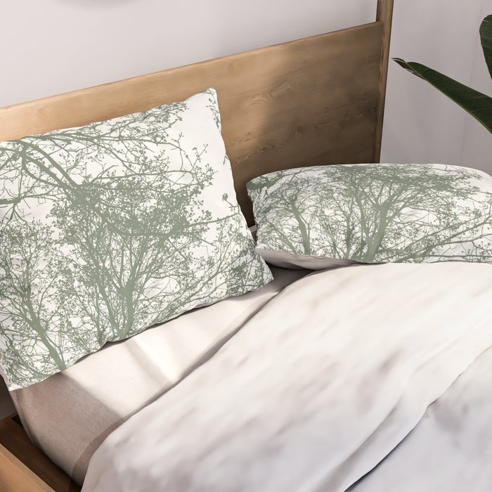 Abstract trees in neutral green Pillow Sham