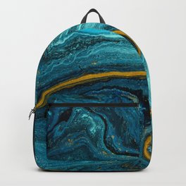 Liquid Swirl | Blue Marble with Gold Dust Backpack | Liquidswirl, Goldendust, Waves, Gem, Swirl, Aesthethic, Aqua, Gold, Liquid, Colorful 