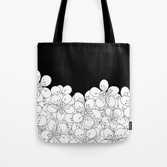 Cherry Blossom Boarder Tote Bag