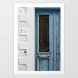Door 47 / Rustic blue Greek style entrance doors / m.henina photos Art Print