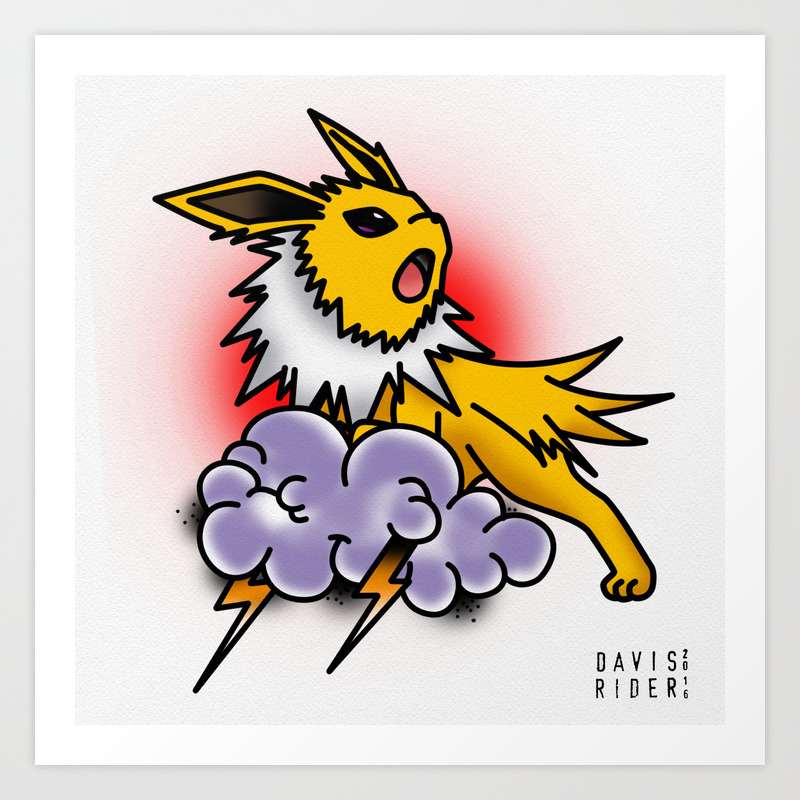 Jolteon Tattoo Flash Art Print By Davisrider Society6 So guys, i found this tattoos and just wanted to share with you, hope you enjoy! jolteon tattoo flash art print by davisrider