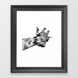 Black and white giraffe Framed Art Print