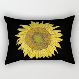 Sunflower on Black by Seasons Kaz Sparks Rectangular Pillow